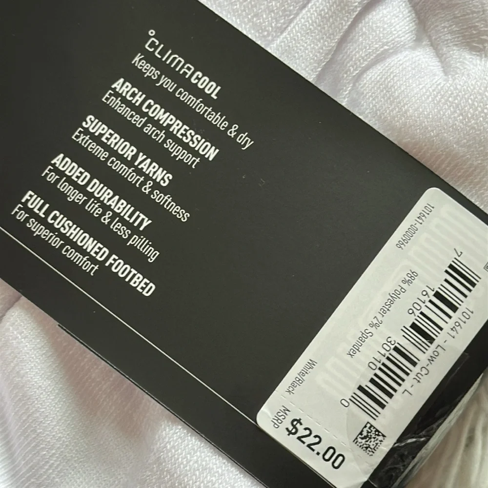 adidas Men's White Athletic Ankle Socks, Large, New!